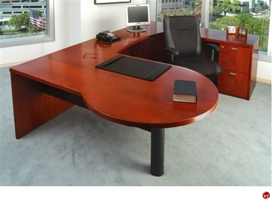 Picture of Veneer 72" U Shape P Top Office Desk Workstation