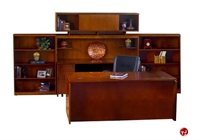 Picture of Veneer Executive Office Desk Workstation,Kneespace Overhead Storage, Bookcase
