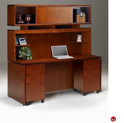 Picture of Veneer Kneespace Credenza with Overhead Storage