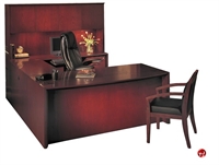 Picture of Veneer U Shape Executive Office Desk Workstation, Overhead Storage