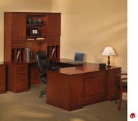 Picture of Veneer U Shape Office Desk Workstation,Overhead Storage