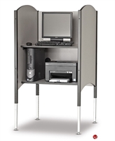 Picture of 30"W Kiosk Carrel with Printer Shelf and CPU Holder