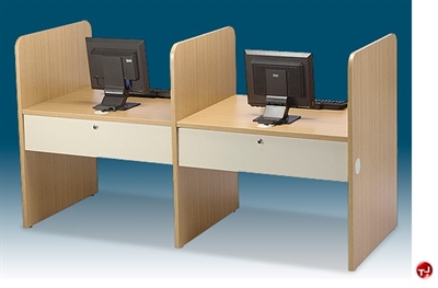 Picture of Cluster of 2, 30" x 37" Laminate Computer Study Carrel Workstation