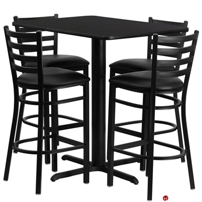 Picture of Cafeteria Dining 24" x 42" Bar Table with 4 Metal Barstool Chairs