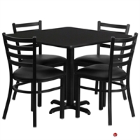 Picture of Cafeteria Dining 36" Square Table with 4 Banquet Guest Side Metal Chairs