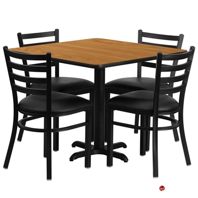 Picture of Cafeteria Dining 36" Square Table with 4 Banquet Guest Side Metal Chairs