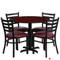 Picture of Cafeteria Dining 36" Table with 4 Banquet Guest Side Metal Chairs