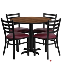 Picture of Cafeteria Dining 36" Table with 4 Banquet Guest Side Metal Chairs