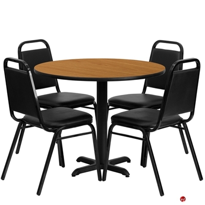 Picture of Cafeteria Dining 36" Table with 4 Banquet Guest Side Stack Chairs