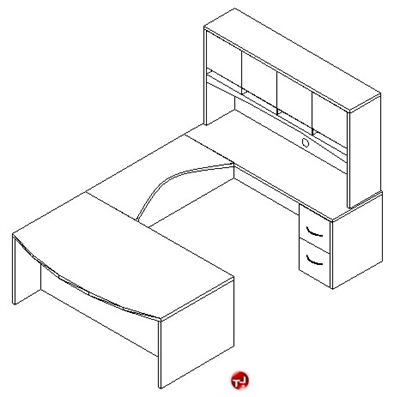 Picture of TRIA U Shape Bowfront 72" Office Desk Workstation, Overhead Storage