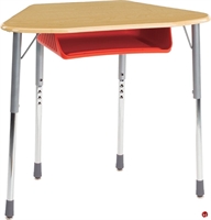 Picture of AILE Height Adjustable Trapezoid Classroom Student Desk, Bookbox