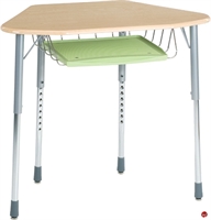 Picture of AILE Adjustable Height Trapezoid Classroom Student Desk, Book Basket