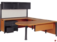 Picture of AILE Bowfront U Shape Office Desk Workstation, Overhead Storage