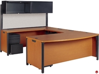 Picture of AILE Bowfront U-Shape Office Desk Workstation, Overhead Storage