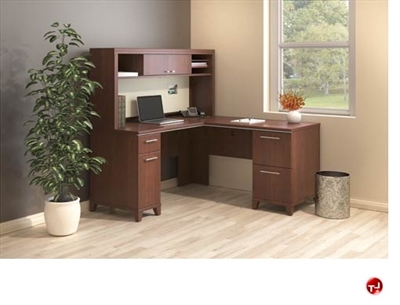 Picture of ADES 60" L Shape Office Desk Workstation,Overhead Storage