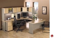 Picture of ADES U Shape Bowfront Office Desk Workstation,Overhead Storage