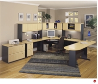 Picture of ADES U Shape Office Desk Peninsula Computer Workstation, Overhead Storage