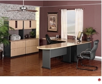 Picture of ADES L Shape Office Desk Workstation, Lateral File with Overhead Storage