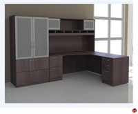 Picture of Peblo Custom L Shape Desk Workstation, Glass Door Storage