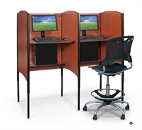 Picture of Cluster of 2 Height Adjustable Study Carrel, Telemarketing Station