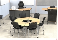 Picture of Height Adjustable Trapezoid Circular Training Table