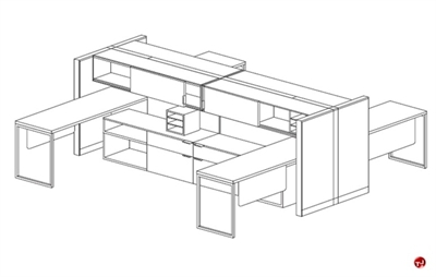 Picture of Peblo Cluster of 4 Person Cubicle Workstation