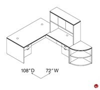 Picture of Peblo L Shape Office Desk Workstation, Overhead Storage