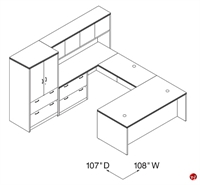 Picture of Peblo U Shape Office Workstation, Overhead Storage with Lateral