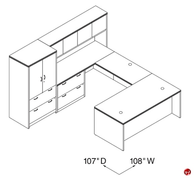 Picture of Peblo U Shape Office Workstation, Overhead Storage with Lateral