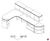 Picture of Peblo L Shape Office Desk Workstation, Wall Mount Storage