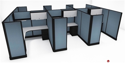 Picture of Peblo Cluster of 6 Person L Shape Office Cubicle Workstation, Electrified
