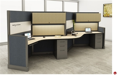 Picture of Peblo Cluster of 2 Person Cubicle Office Desk Workstation, Electrified