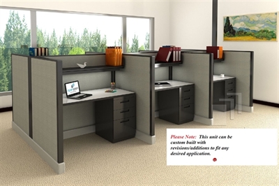 Picture of Peblo Cluster of 6 Person Cubicle Office Workstation, Electrified