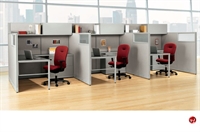 Picture of Peblo Cluster of 3 Person L Shape Office Desk Cubicle Workstation, Electrified