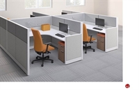Picture of Peblo Cluster of 4 Person L Shape Cubicle Desk Workstation, Electrified