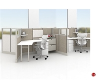 Picture of Peblo Cluster of 4 Person Cubicle Desk Workstation, Electrified