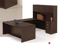 Picture of Laminate U Shape Bowfront Office Desk Workstation, Closed Overhead Storage Hutch