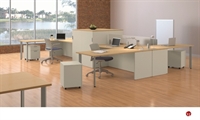 Picture of KI Aristotle 4 Person L Shape Office Desk Workstation, Storage Cabinets