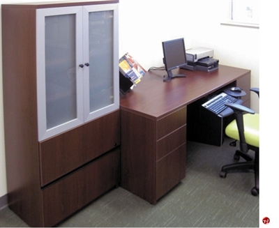 Picture of KI  Aristotle Double Pedestal Desk, Glass Door Lateral File Storage