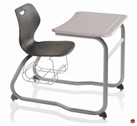Picture of KI Intellect Wave Sled Base Classroom Chair Desk Combo, Book Rack