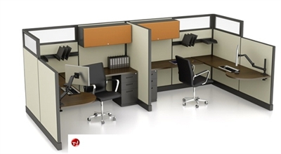 Picture of 2 Person L Shape Office Cubicle Workstation Cluster