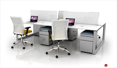 Picture of 4 Person Bench Seating Office Desk Teaming Workstation