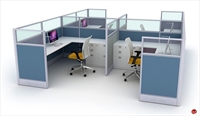 Picture of Cluster of 4 Person L Shape Office Desk Cubicle Workstation