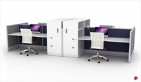 Picture of Cluster of 4 Person Cubicle Workstation, Steel Storage Cabinet