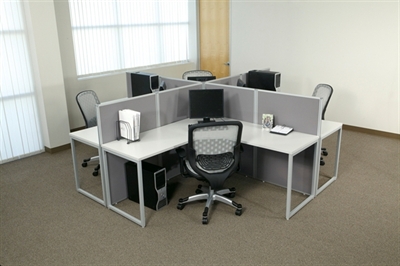 Picture of Cluster of 4 Person L Shape Office Desk Cubicle Workstation