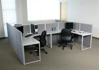 Picture of Cluster of 4 Person L Shape Office Desk Cubicle Workstation