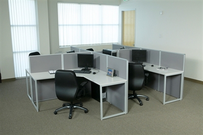 Picture of Cluster of 4 Person L Shape Office Desk Cubicle Workstation