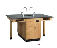 Picture of DEVA Science Lab Medical Study Workstation with Sink, Storage Cabinetry