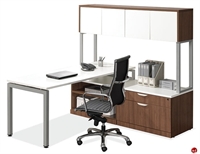 Picture of COPTI Contemporary L Shape Office Desk Workstation, Overhead Closed Storage