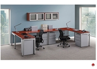 Picture of COPTI 2 Person L Shape Office Desk Steel Workstation, Wall Mount Storage